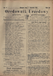 Orędownik Urzędowy Powiatu Gostyńskiego 1925.01.07 R. 7 Nr 2