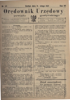 Orędownik Urzędowy Powiatu Gostyńskiego 1925.02.14 R. 7 Nr 13