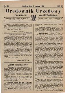 Orędownik Urzędowy Powiatu Gostyńskiego 1925.03.11 R. 7 Nr 20