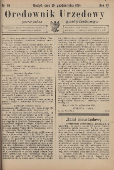 Orędownik Urzędowy Powiatu Gostyńskiego 1924.10.25 R.6 Nr 85