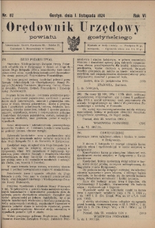 Orędownik Urzędowy Powiatu Gostyńskiego 1924.11.01 R.6 Nr 87