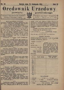 Orędownik Urzędowy Powiatu Gostyńskiego 1924.11.22 R.6 Nr 93