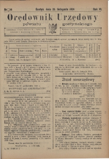 Orędownik Urzędowy Powiatu Gostyńskiego 1924.11.26 R.6 Nr 94