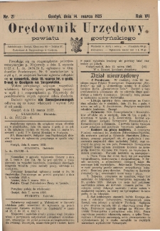 Orędownik Urzędowy Powiatu Gostyńskiego 1925.03.14 R. 7 Nr 21