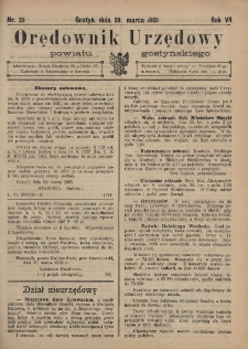 Orędownik Urzędowy Powiatu Gostyńskiego 1925.03.28 R. 7 Nr 25