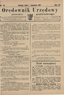Orędownik Urzędowy Powiatu Gostyńskiego 1925.04.01 R. 7 Nr 26