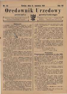 Orędownik Urzędowy Powiatu Gostyńskiego 1925.04.15 R. 7 Nr 30