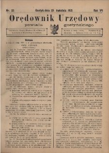 Orędownik Urzędowy Powiatu Gostyńskiego 1925.04.25 R. 7 Nr 33