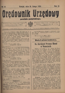 Orędownik Urzędowy Powiatu Gostyńskiego 1928.02.18 R.10 Nr 13