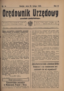 Orędownik Urzędowy Powiatu Gostyńskiego 1928.02.22 R.10 Nr 14