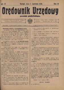 Orędownik Urzędowy Powiatu Gostyńskiego 1928.04.07 R.10 Nr 27