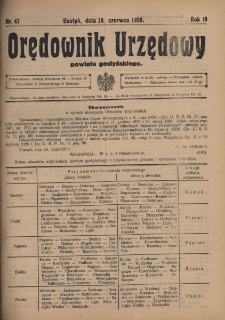 Orędownik Urzędowy Powiatu Gostyńskiego 1928.06.16 R.10 Nr 47