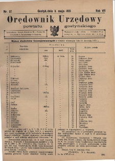 Orędownik Urzędowy Powiatu Gostyńskiego 1925.05.09 R. 7 Nr 37