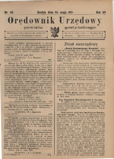 Orędownik Urzędowy Powiatu Gostyńskiego 1925.05.20 R. 7 Nr 40