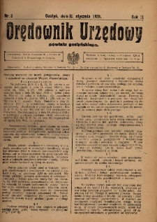 Orędownik Urzędowy Powiatu Gostyńskiego 1929.01.12 R.11 Nr 3
