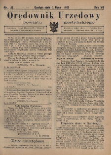 Orędownik Urzędowy Powiatu Gostyńskiego 1925.07.03 R. 7 Nr 53