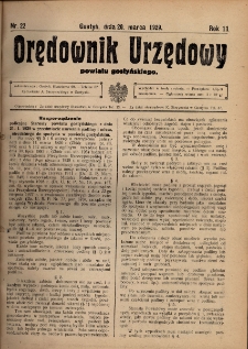 Orędownik Urzędowy Powiatu Gostyńskiego 1929.03.20 R.11 Nr 22