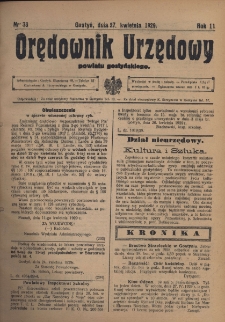 Orędownik Urzędowy Powiatu Gostyńskiego 1929.04.27 R.11 Nr 33