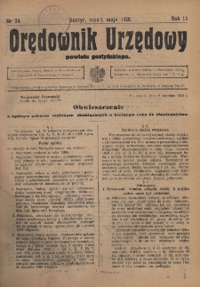 Orędownik Urzędowy Powiatu Gostyńskiego 1929.05.01 R.11 Nr 34