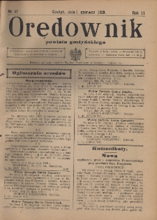 Orędownik Urzędowy Powiatu Gostyńskiego 1929.06.01 R.11 Nr 42
