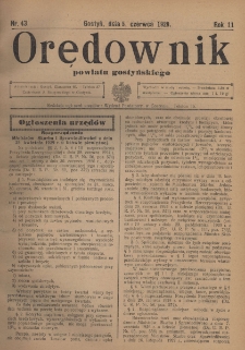 Orędownik Urzędowy Powiatu Gostyńskiego 1929.06.05 R.11 Nr 43