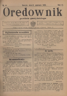Orędownik Urzędowy Powiatu Gostyńskiego 1929.06.12 R.11 Nr 45