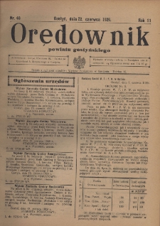 Orędownik Urzędowy Powiatu Gostyńskiego 1929.06.22 R.11 Nr 48