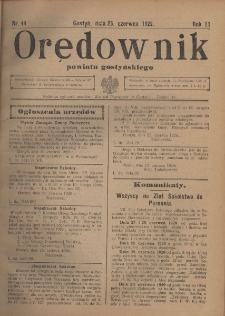 Orędownik Urzędowy Powiatu Gostyńskiego 1929.06.26 R.11 Nr 49