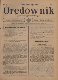 Orędownik Urzędowy Powiatu Gostyńskiego 1929.07.06 R.11 Nr 52