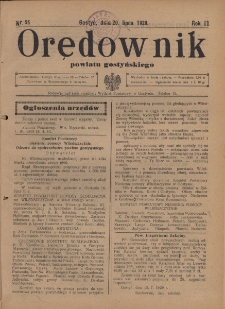 Orędownik Urzędowy Powiatu Gostyńskiego 1929.07.20 R.11 Nr 56