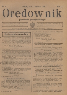 Orędownik Urzędowy Powiatu Gostyńskiego 1929.08.07 R.11 Nr 61