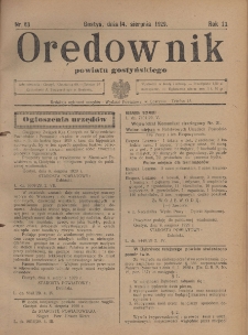 Orędownik Urzędowy Powiatu Gostyńskiego 1929.08.14 R.11 Nr 63