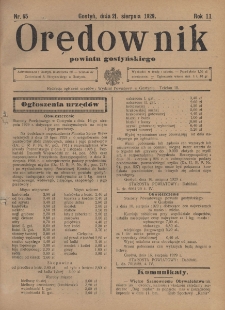 Orędownik Urzędowy Powiatu Gostyńskiego 1929.08.21 R.11 Nr 65