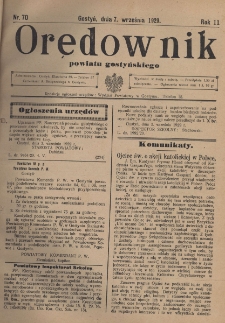 Orędownik Urzędowy Powiatu Gostyńskiego 1929.09.07 R.11 Nr 70