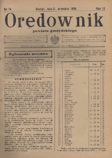 Orędownik Urzędowy Powiatu Gostyńskiego 1929.09.21 R.11 Nr 74