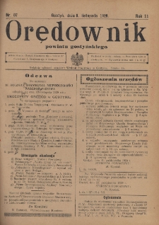 Orędownik Urzędowy Powiatu Gostyńskiego 1929.11.06 R.11 Nr 87