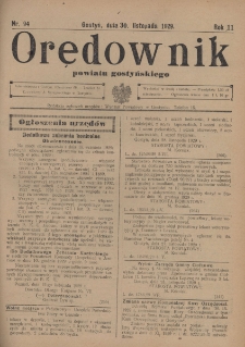 Orędownik Urzędowy Powiatu Gostyńskiego 1929.11.30 R.11 Nr 94