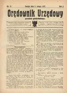 Orędownik Urzędowy Powiatu Gostyńskiego 1927.02.09 R.9 Nr 12