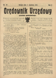 Orędownik Urzędowy Powiatu Gostyńskiego 1927.04.09 R.9 Nr 29
