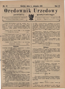Orędownik Urzędowy Powiatu Gostyńskiego 1925.08.05 R. 7 Nr 61