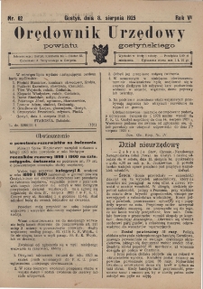 Orędownik Urzędowy Powiatu Gostyńskiego 1925.08.08 R. 7 Nr 62