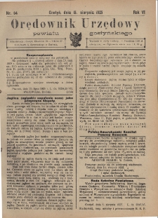 Orędownik Urzędowy Powiatu Gostyńskiego 1925.08.15 R. 7 Nr 64