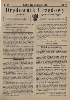 Orędownik Urzędowy Powiatu Gostyńskiego 1925.08.26 R. 7 Nr 67