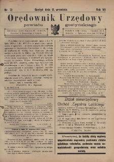 Orędownik Urzędowy Powiatu Gostyńskiego 1925.09.12 R. 7 Nr 72