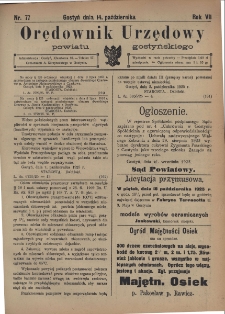 Orędownik Urzędowy Powiatu Gostyńskiego 1925.10.14 R. 7 Nr 77