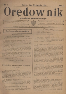 Orędownik Powiatu Gostyńskiego 1930.01.22 R. 12 Nr 7