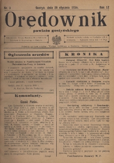 Orędownik Powiatu Gostyńskiego 1930.01.29 R. 12 Nr 9