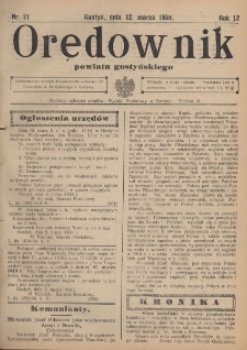 Orędownik Powiatu Gostyńskiego 1930.03.12 R. 12 Nr 21