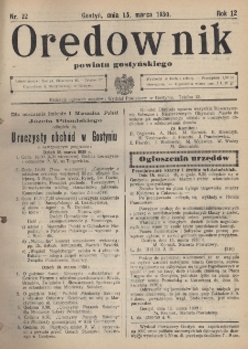 Orędownik Powiatu Gostyńskiego 1930.03.15 R. 12 Nr 22