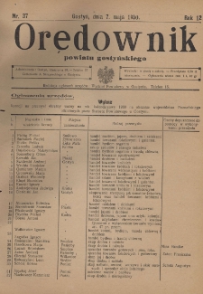 Orędownik Powiatu Gostyńskiego 1930.05.07 R. 12 Nr 37